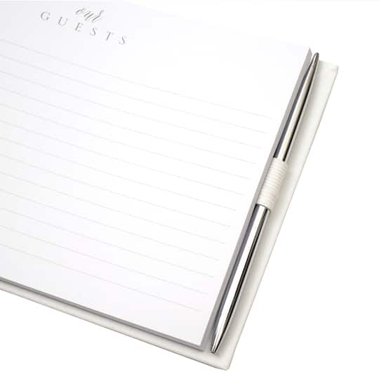 6 Pack: White & Silver Guest Book & Pen Set by Celebrate It™